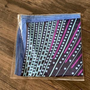 New‎ Retro Silky Square Neck Scarf Navy Purple Dot